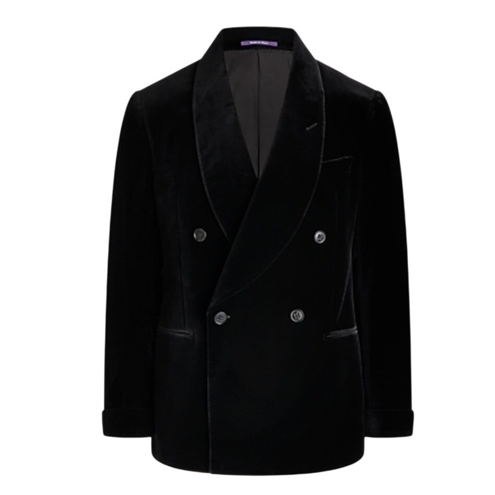 Ralph Lauren Purple Label Kent Velvet Double Breasted Jacket Blazer Men 38S NEW